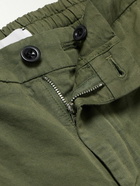 Mr P. - James Tapered Cotton and Linen-Blend Twill Drawstring Trousers - Green