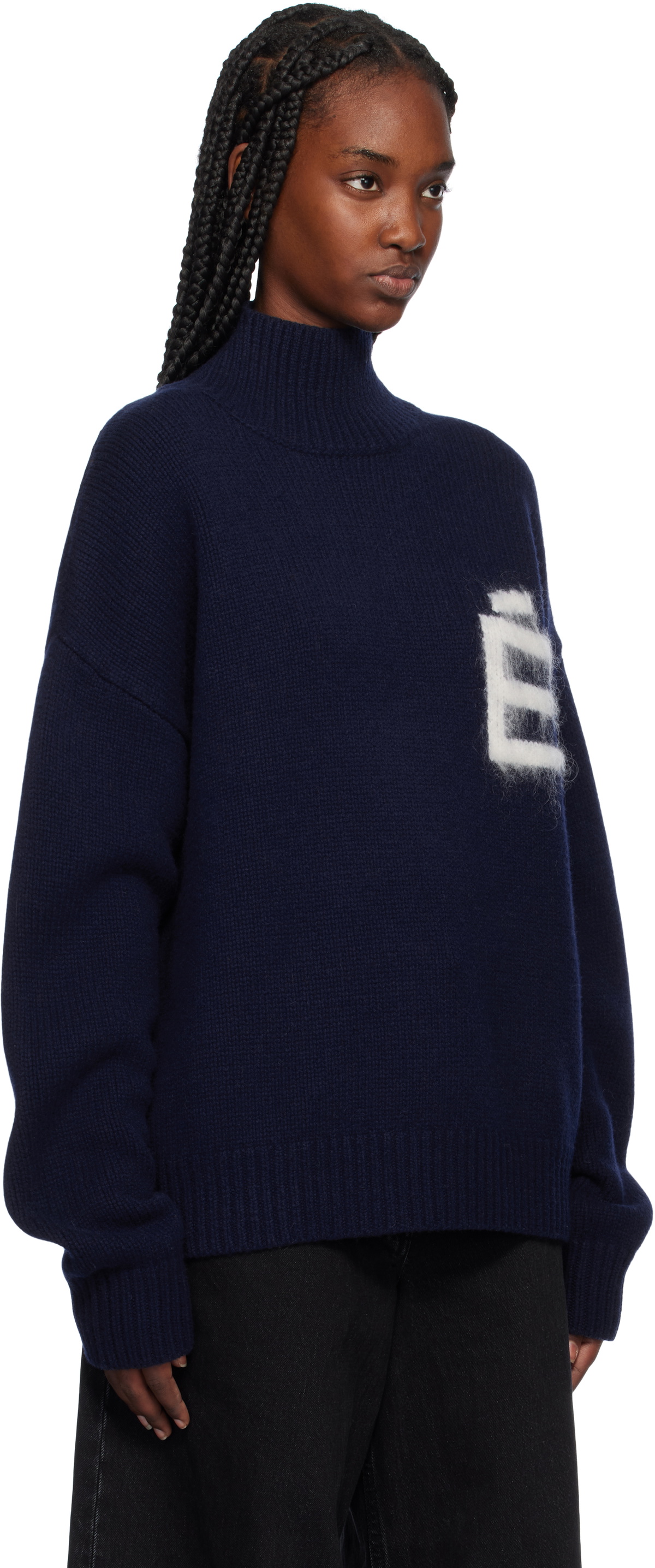 Études Navy Recycled Wool Turtleneck