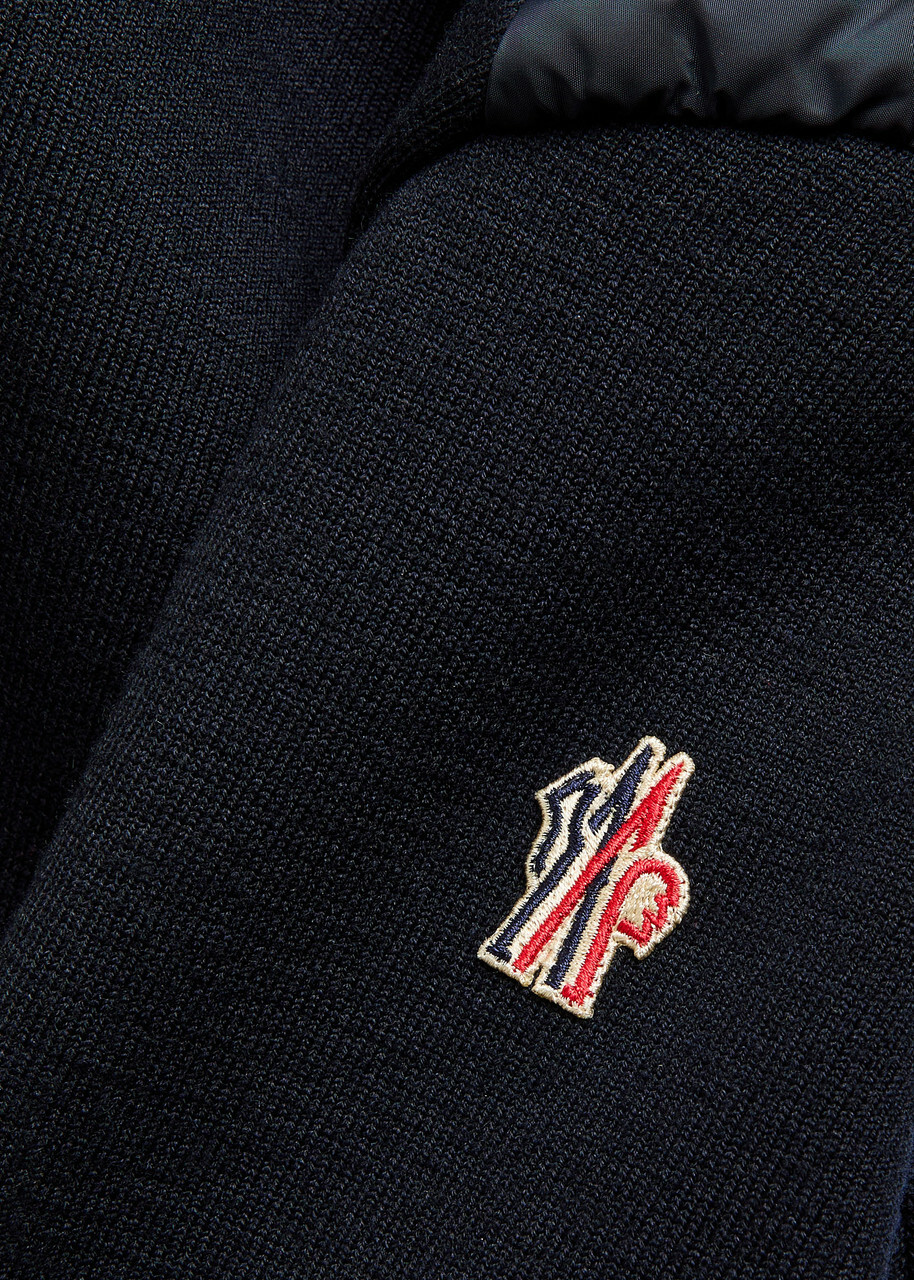 Moncler Grenoble Padded-shoulder Shell and Wool-blend Jumper Navy