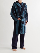 TEKLA - Striped Organic Cotton-Terry Robe - Blue