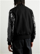Golden Bear - The Albany Sequin-Embellished Wool-Blend and Leather Bomber Jacket - Black