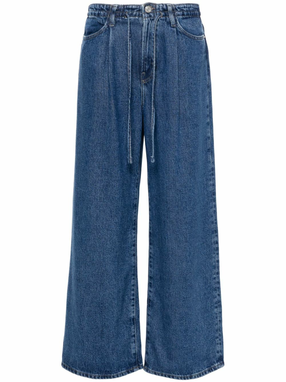 FRAME Blue Drawstring Wide Leg Jeans Frame Denim