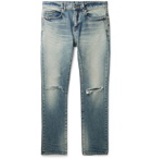 SAINT LAURENT - Skinny-Fit Distressed Stretch-Denim Jeans - Blue