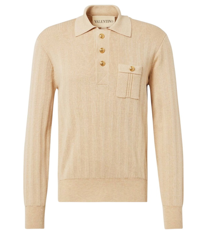 Photo: Valentino Ribbed-knit cotton polo sweater