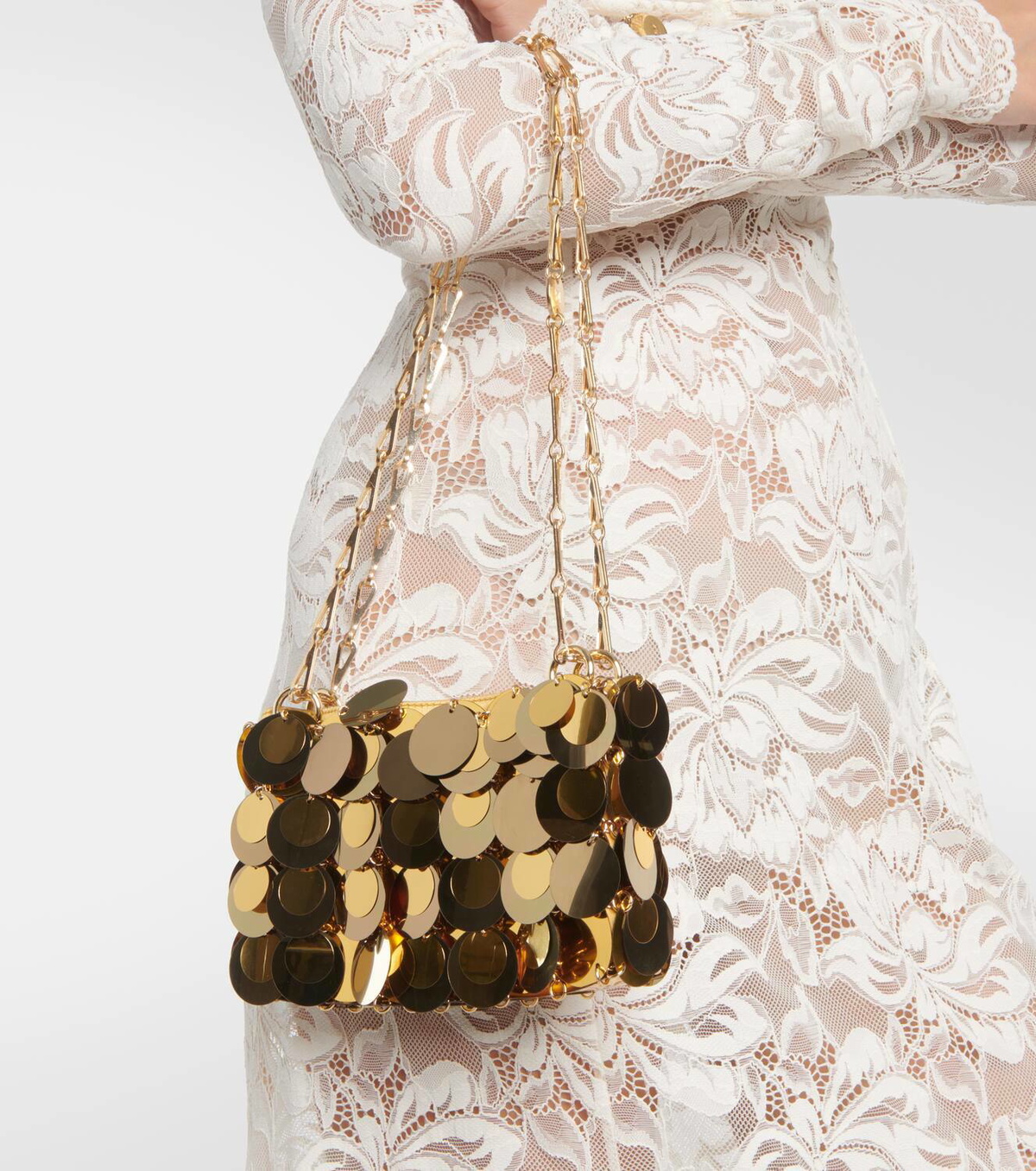 Sparkle Nano sequined shoulder bag in silver - Rabanne