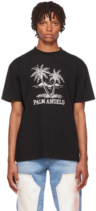 Photo: Palm Angels Black Cotton T-Shirt