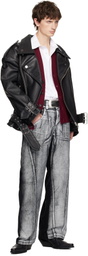VAQUERA Black Oversized Moto Leather Jacket