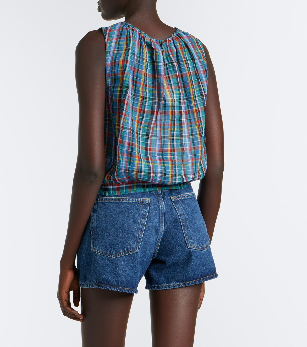 Dôen Theo plaid cotton crop top