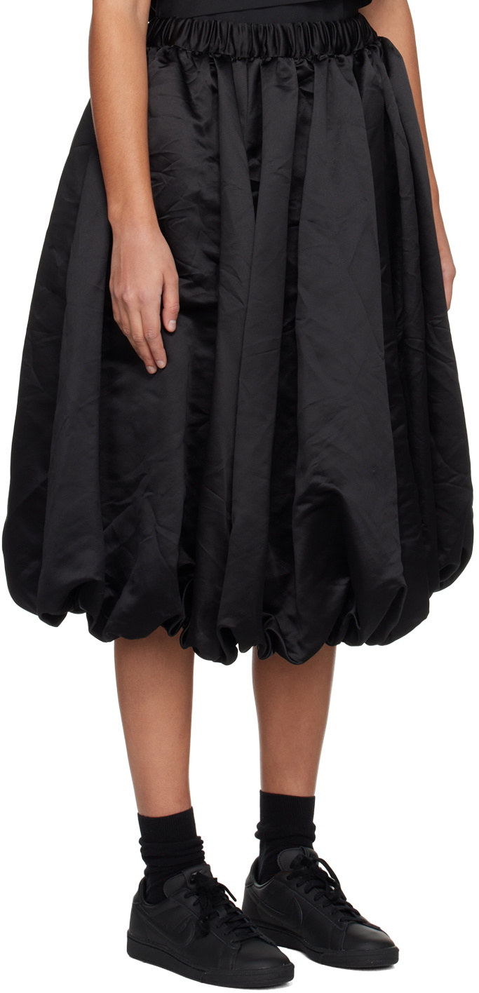 Black Comme des Garçons Black Gathered Midi Skirt