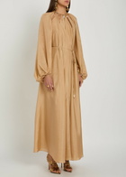 Zimmermann Mohon Charm-effect Silk Midi Dress Beige