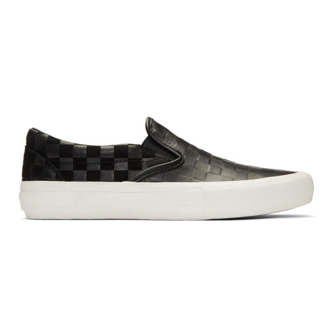 Photo: Vans Black Engineered Garments Edition Embossed Checkerboard Classic Slip-On Sneakers