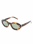 Saint Laurent Eyewear Brown Monogram Oval-Frame Sunglasses