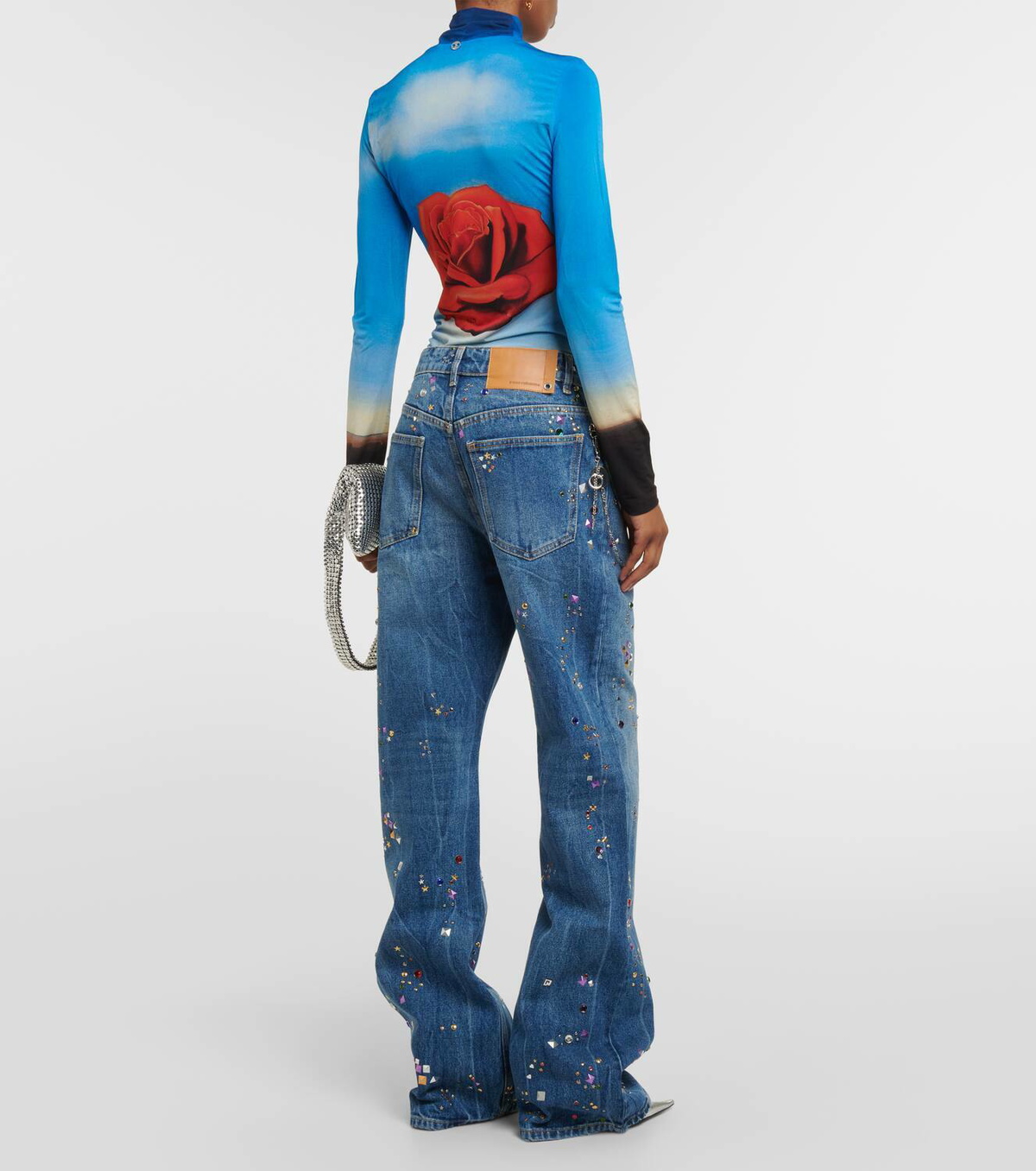 Rabanne Embellished high-rise straight jeans