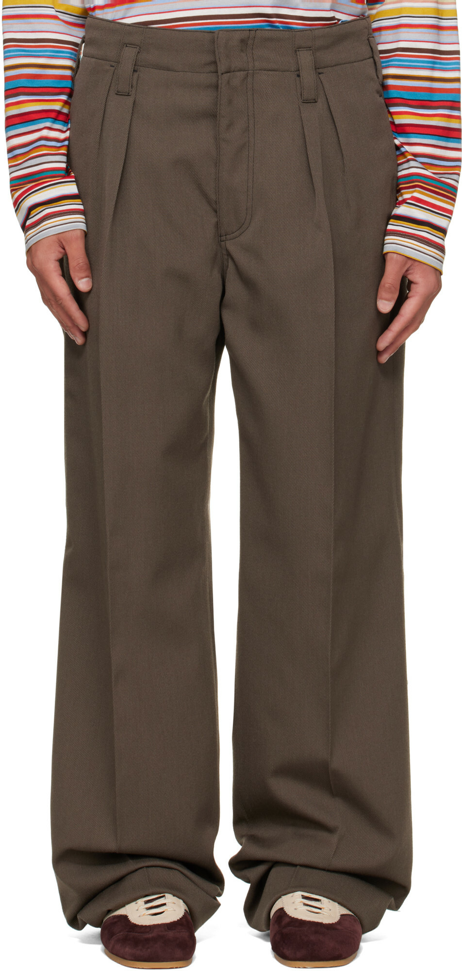 Paul Smith Brown Relaxed-Fit Wool Trousers
