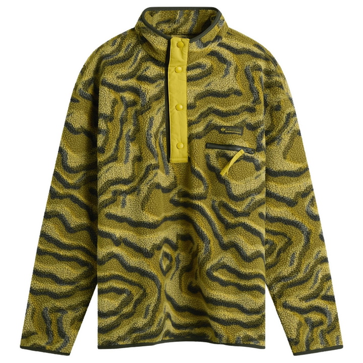 Photo: Columbia Men's Helvetia™ II Printed Half Snap Fleece in Mossy Green Topoglitch