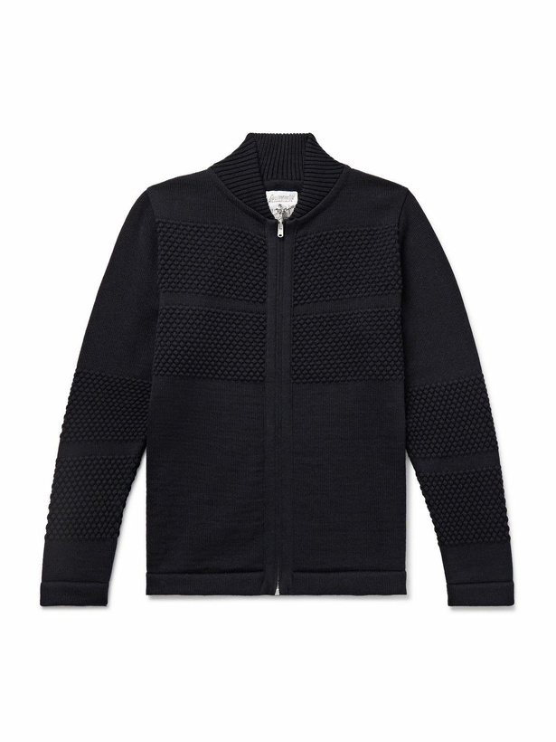 Photo: S.N.S. Herning - Fisherman Wool Zip-Up Cardigan - Blue