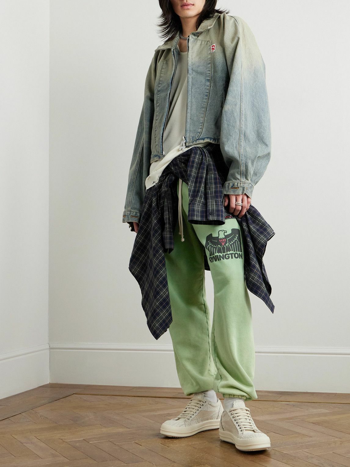 RRR123 - Fathers Garden Logo-Appliquéd Denim Jacket - Blue