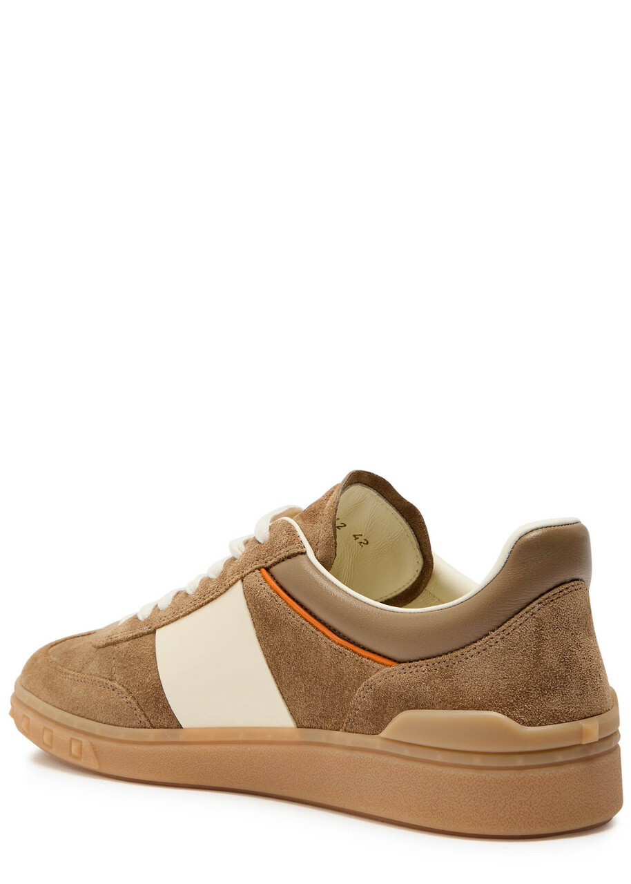 Valentino Garavani Upvillage Panelled Suede Sneakers Beige