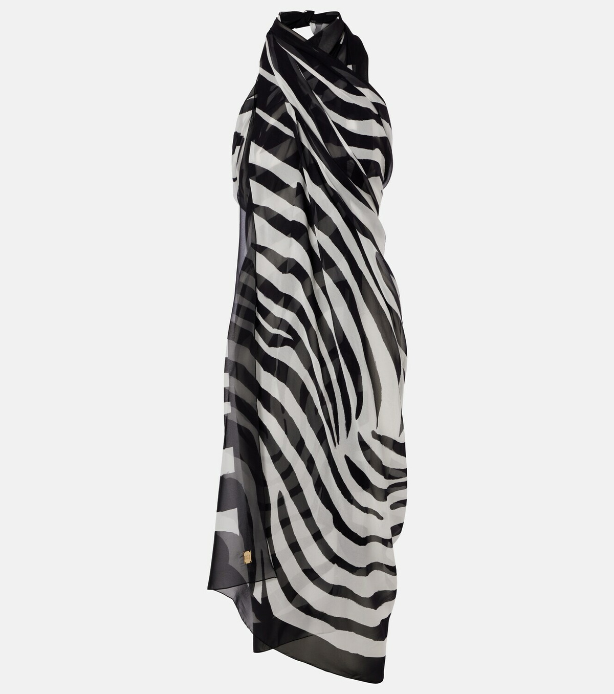 Balmain Zebra-print silk beach cover-up