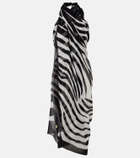 Balmain Zebra-print silk beach cover-up
