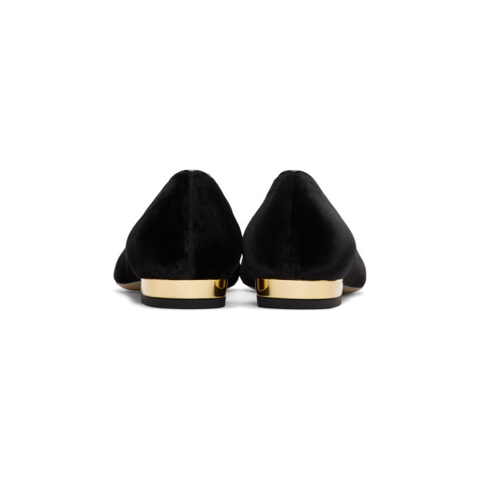 Charlotte Olympia Black Velvet Kitty Flats