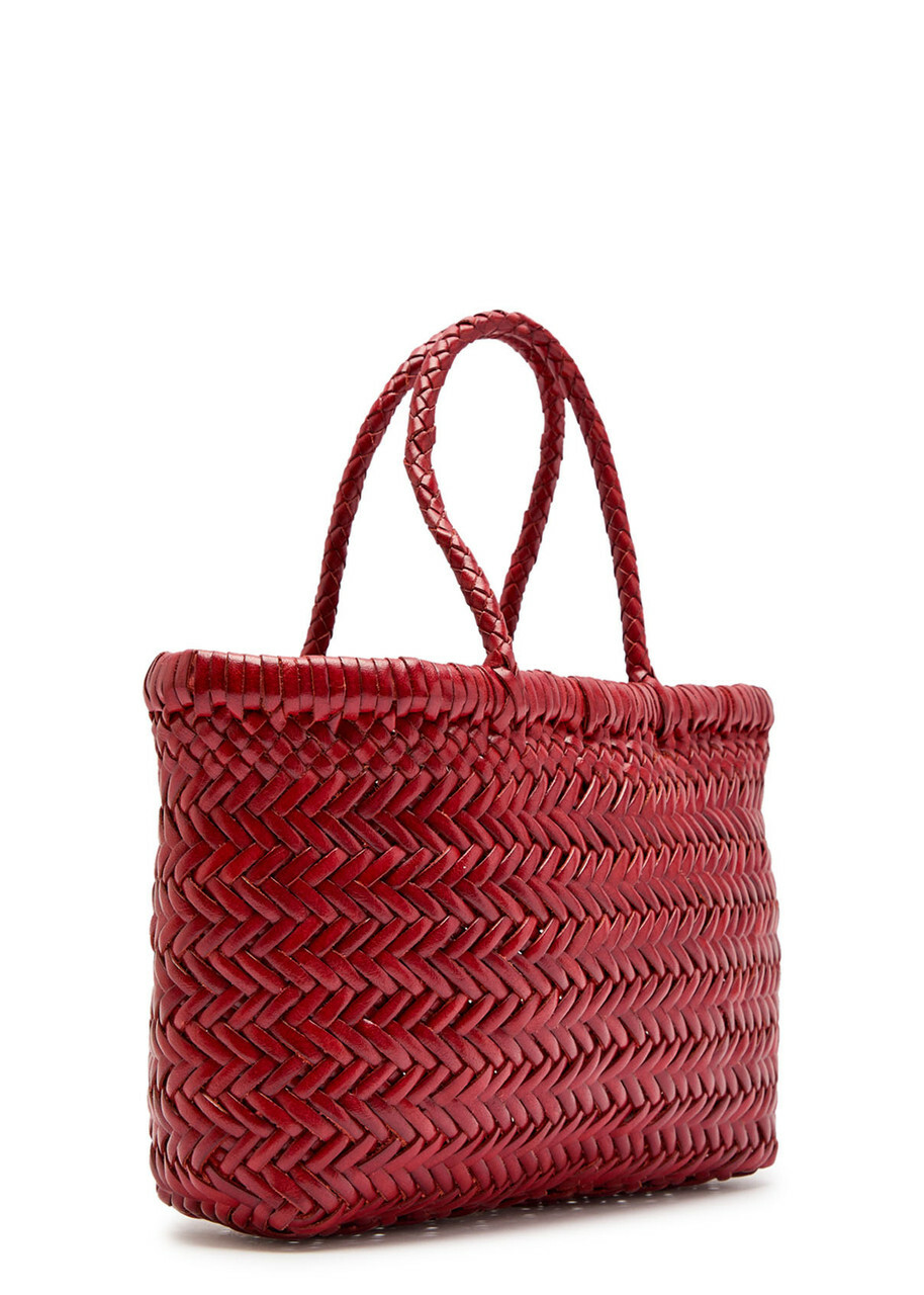 Dragon Diffusion Mini Flat Gora Woven Leather top Handle bag - Red - One Size