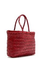 Dragon Diffusion Mini Flat Gora Woven Leather top Handle bag - Red - One Size