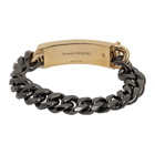 Alexander McQueen Gunmetal and Gold Identity Chain Bracelet