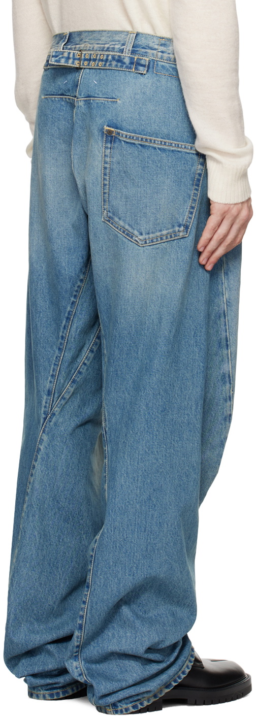 【MAISON MARGIELA】お買得★DIAGONAL ジーンズ Maison Margiela Blue Diagonal Seam Jeans Maison Margiela