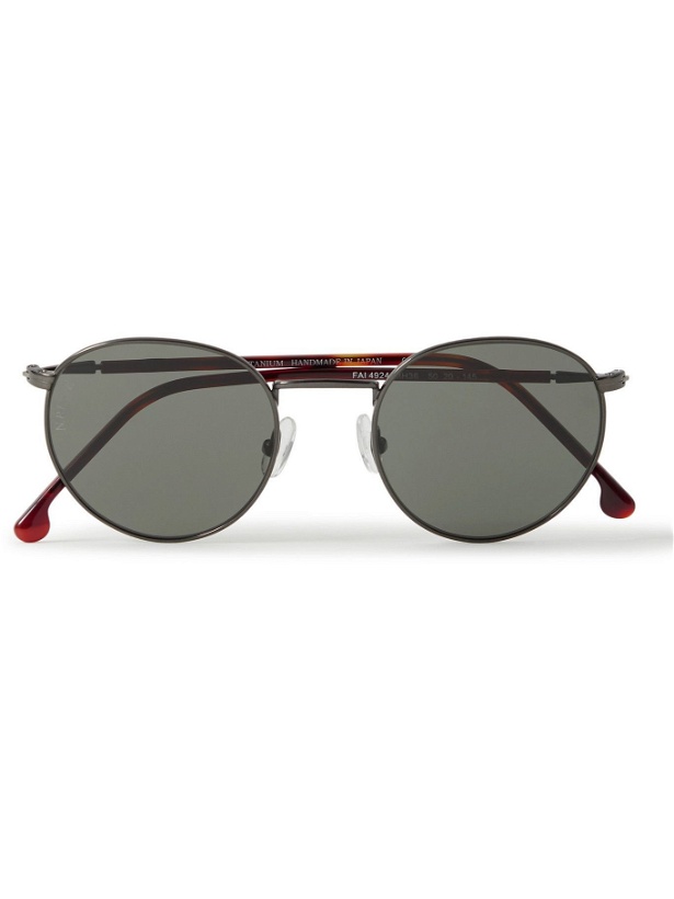 Photo: LORO PIANA - Weekend Round-Frame Silver-Tone Titanium and Tortoiseshell Acetate Polarised Sunglasses