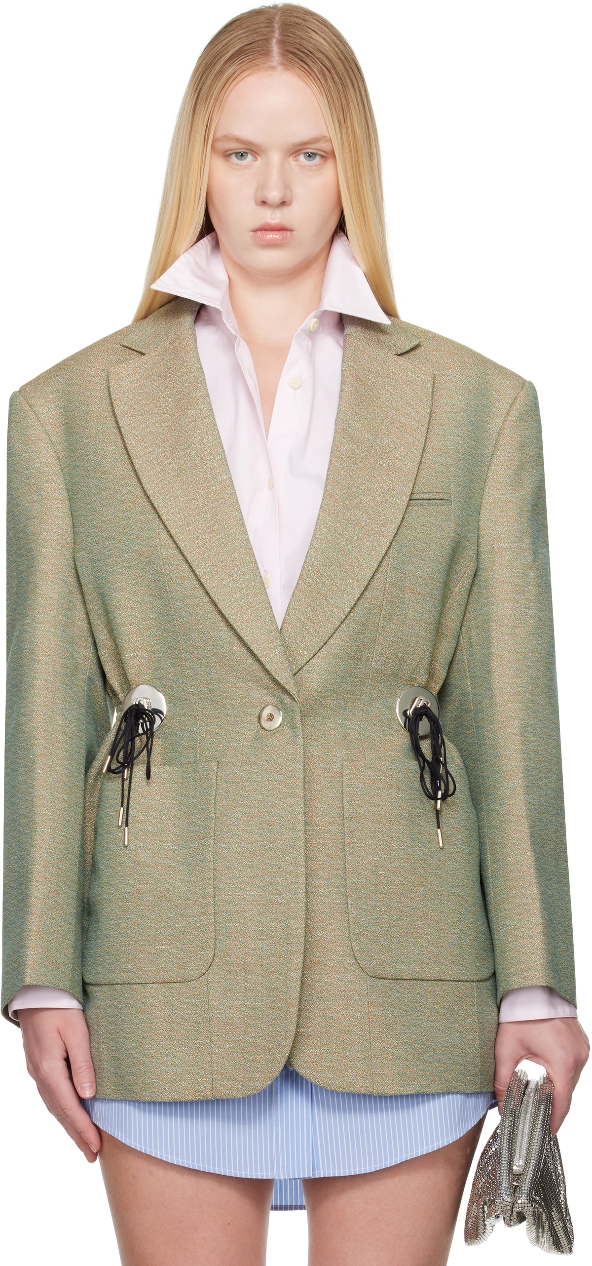 Rabanne Green Mottled Wool Blazer