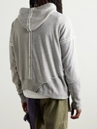 Greg Lauren - Panelled Cotton-Jersey and Waffle-Knit Hoodie - Gray