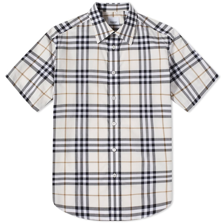 Photo: Burberry Men's Caxton Short Sleeve Check Shirt in Parchment Check