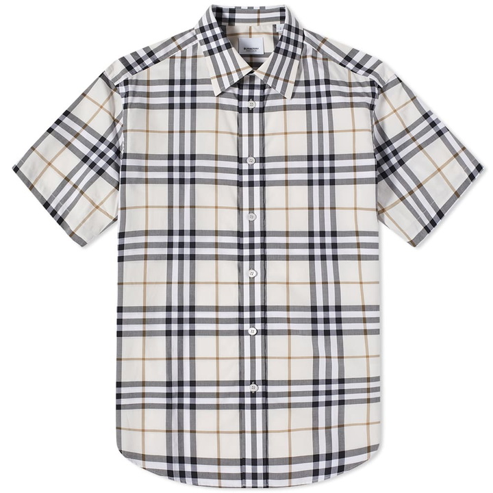 Photo: Burberry Men's Caxton Short Sleeve Check Shirt in Parchment Check