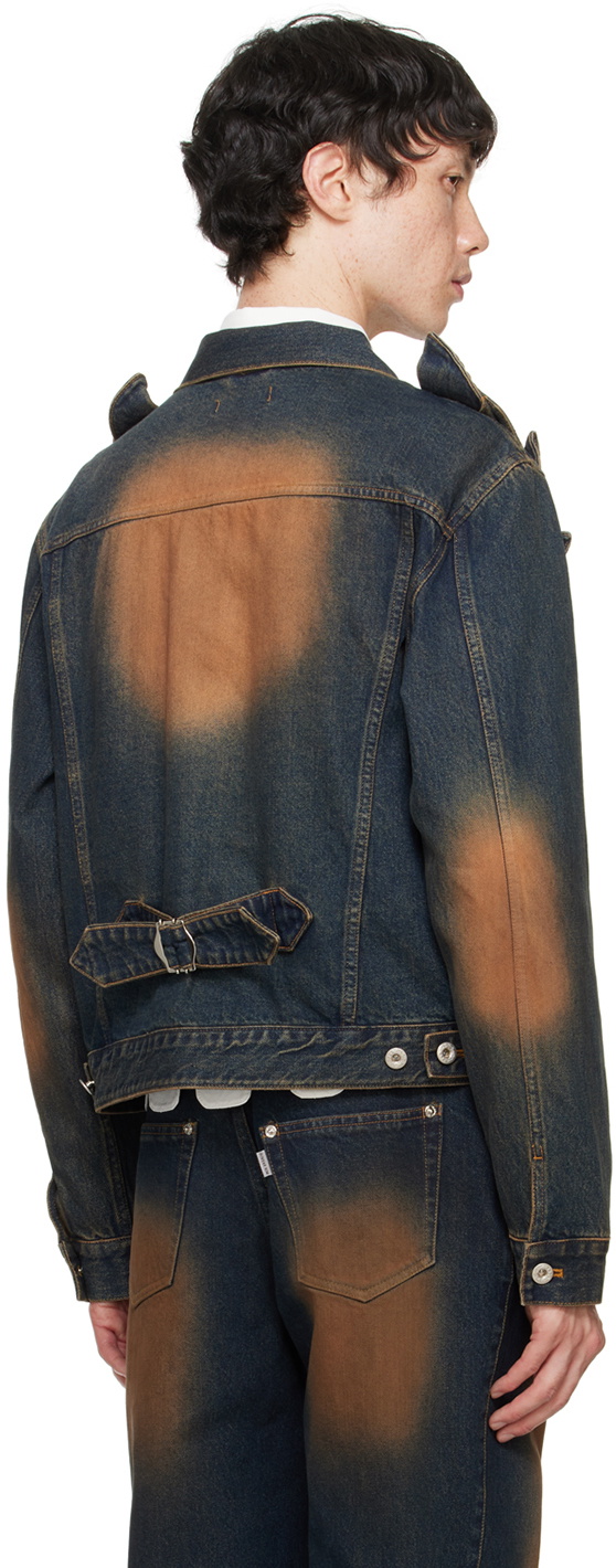 Juntae Kim Blue Gathered Denim Jacket