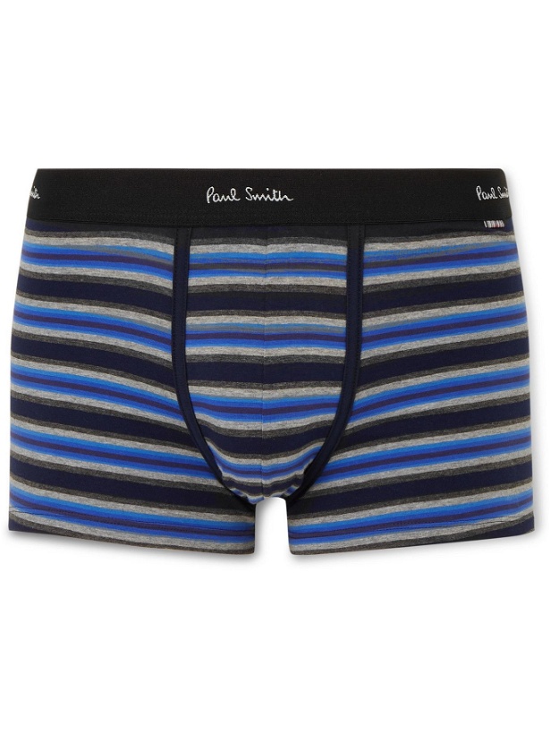 Photo: Paul Smith - Striped Stretch-Cotton Boxer Briefs - Blue