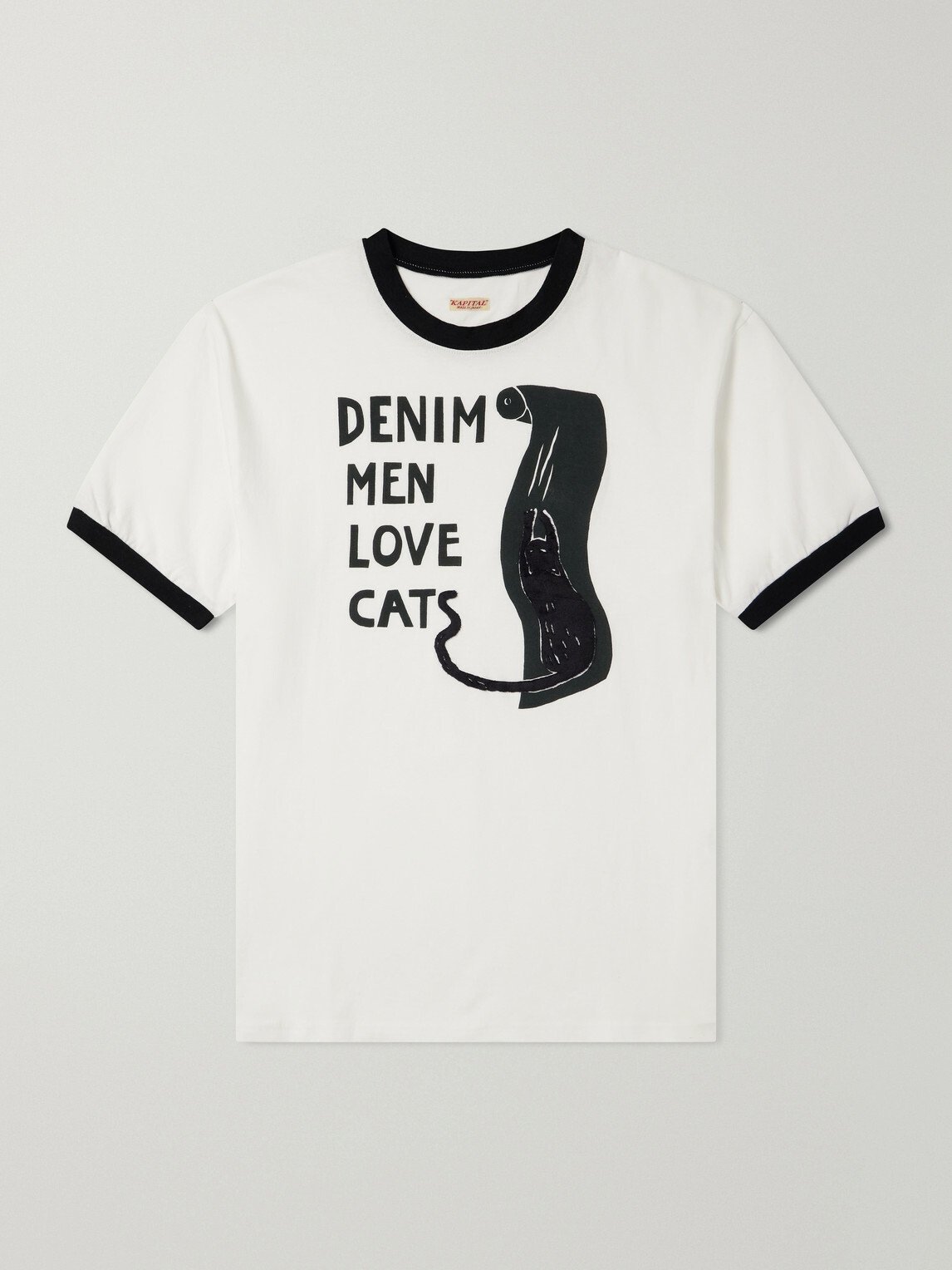 KAPITAL - Embellished Printed Cotton-Jersey T-Shirt - White