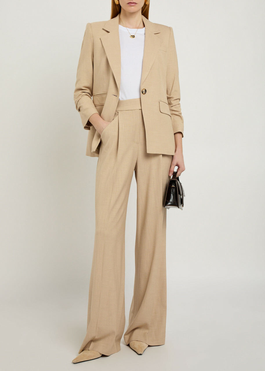 Veronica Beard Marbeau Wide-leg Trousers Khaki