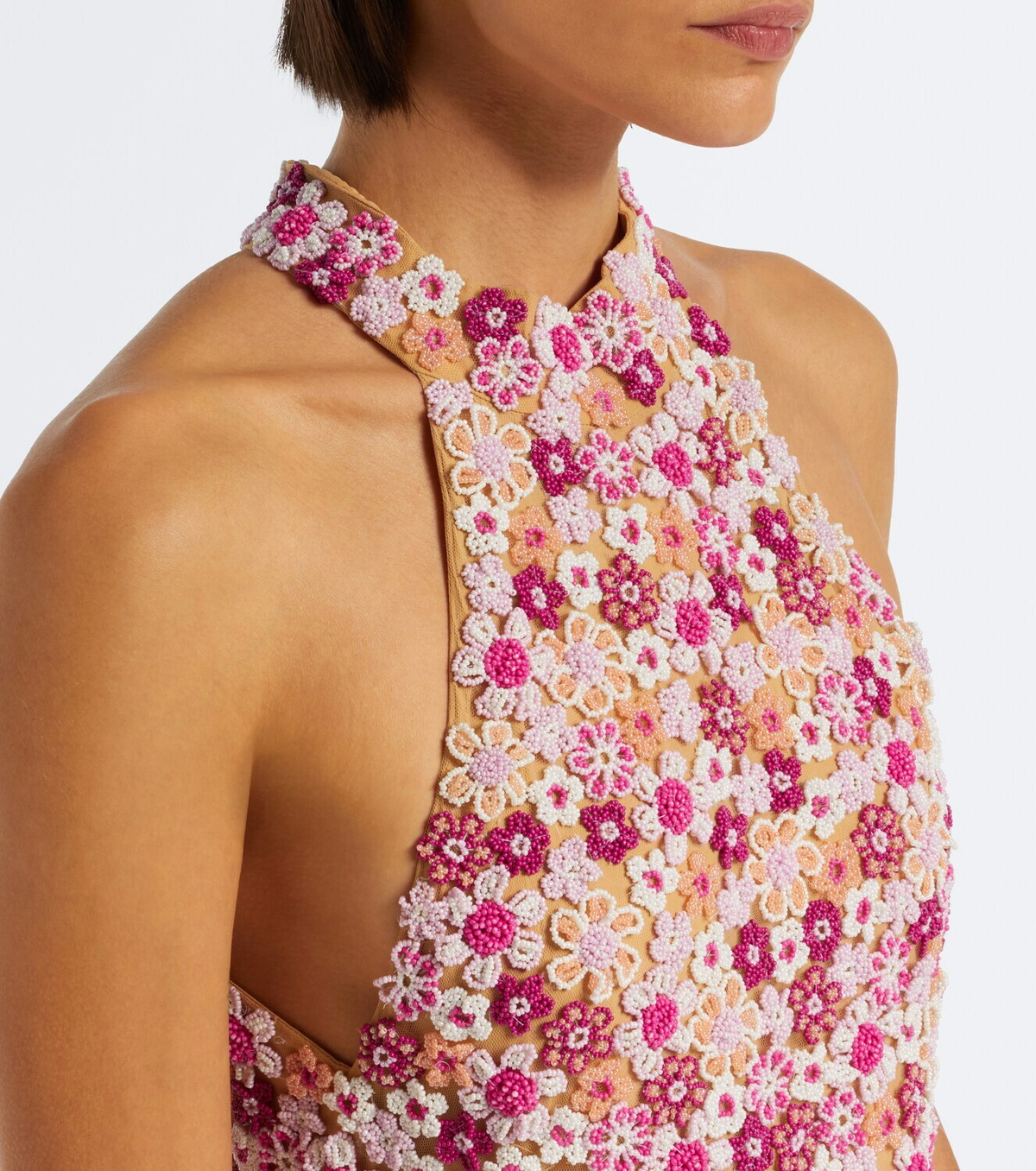 Là Fuori Afterglow Botanica beaded open-back gown