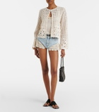 Frame Crochet denim shorts