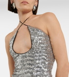 The Attico Alix sequined tulle halter neck top