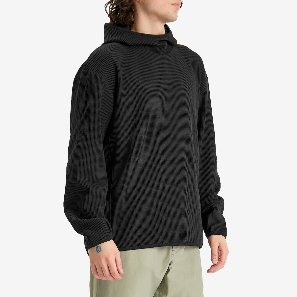 Snow Peak Men's Dry Waffle Hoodie in Black