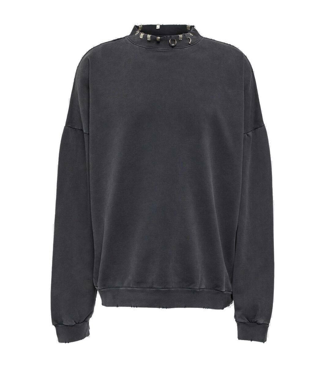 【送料&関税込】Balenciaga Charcoal Cotton Sweatshirt Balenciaga Embellished cotton fleece sweatshirt Balenciaga