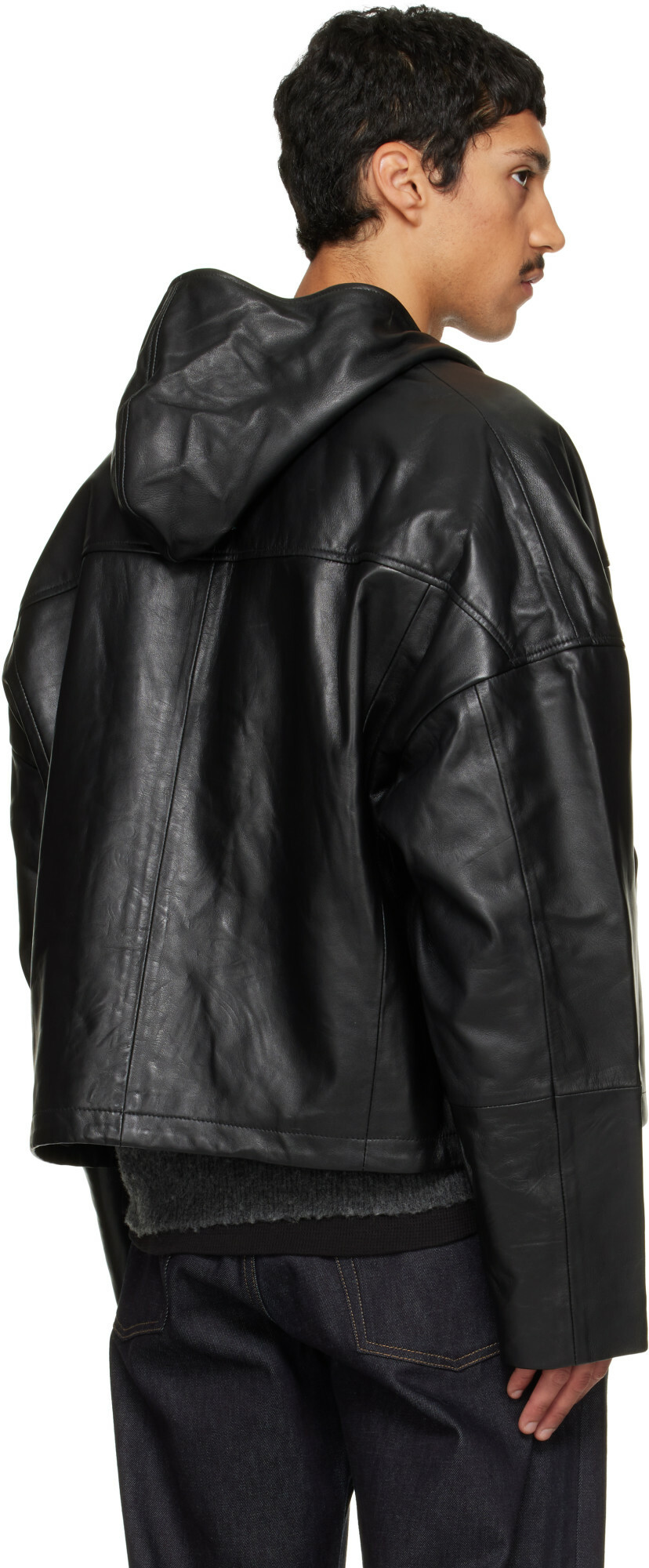 Deadwood Black Hector Leather Hoodie