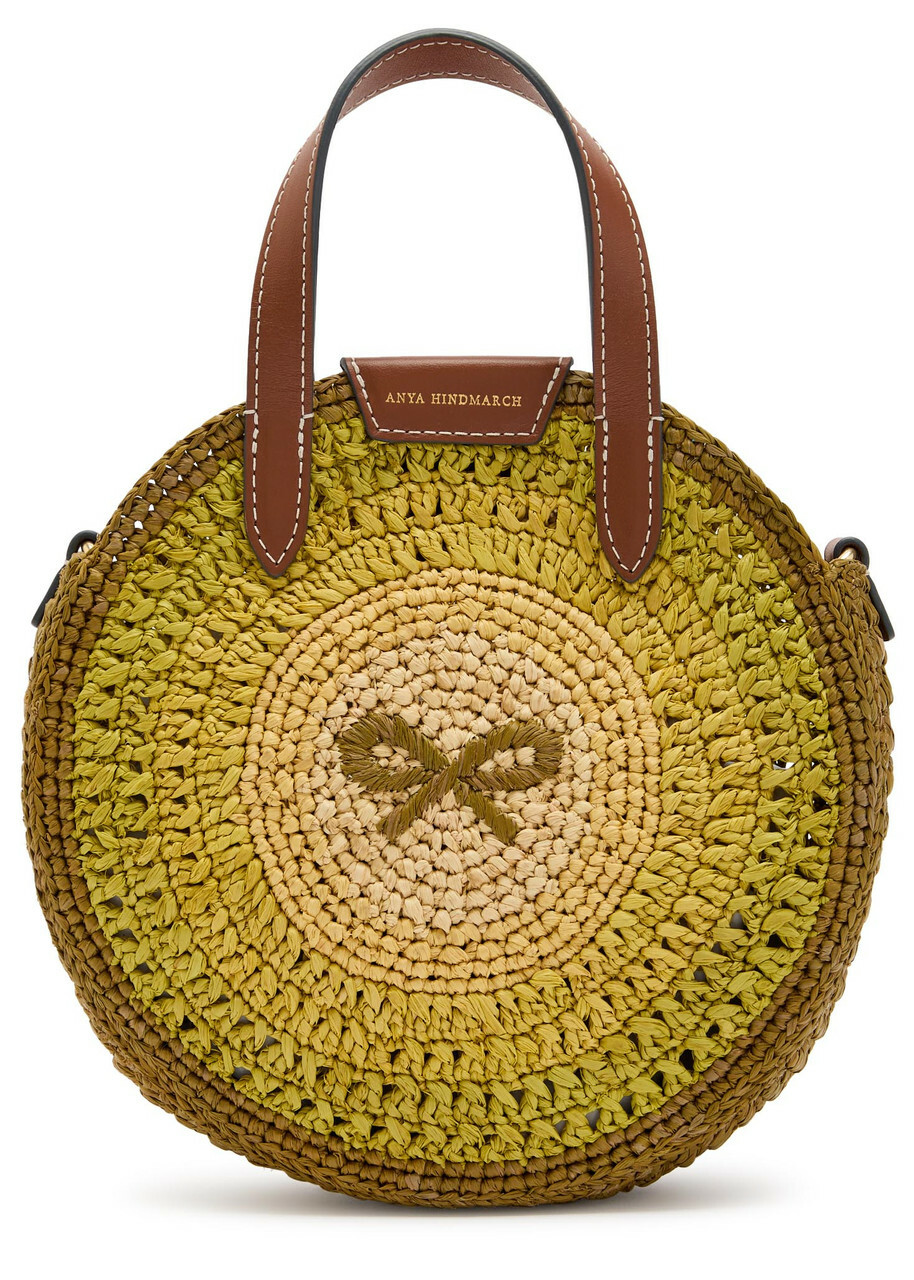 Anya Hindmarch Small Round bow Raffia Tote bag - Green - One Size