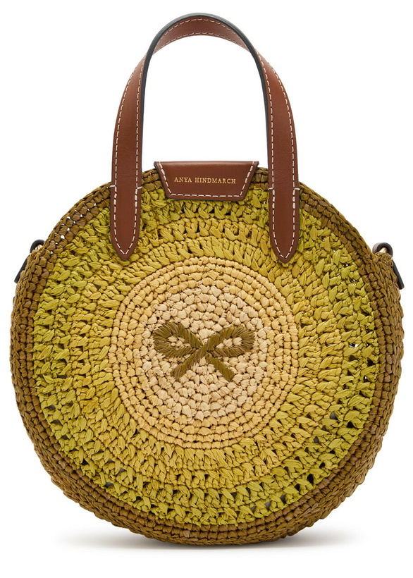 Photo: Anya Hindmarch Small Round bow Raffia Tote bag - Green - One Size
