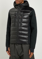 Moncler Grenoble Padded Hooded Close-knit and Nylon Jacket Black