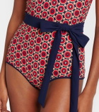 Valentino Printed belted swimsuit