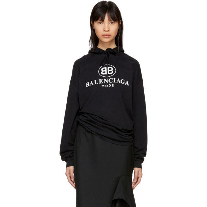Photo: Balenciaga Black Open Back BB Mode Logo Hoodie