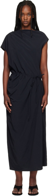 Photo: LE17SEPTEMBRE Black Asymmetrical Draped Midi Dress